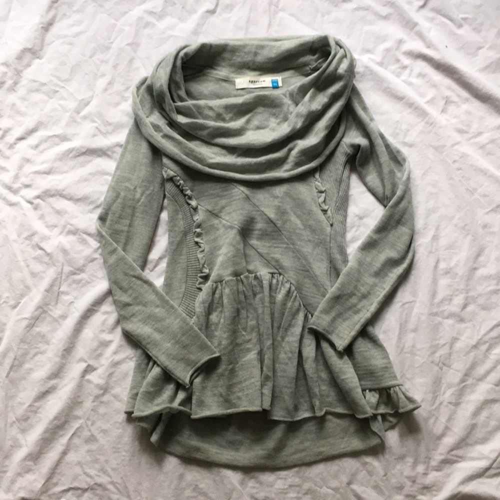 Cowl neck peplum sweater